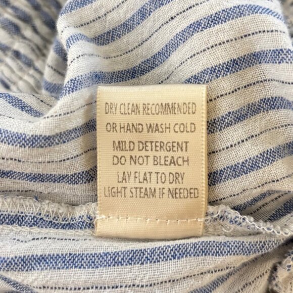 Lovestitch Size Large Boho Chic Embroidered Striped V-Neck Top Costal Chic Blue - Picture 14 of 15